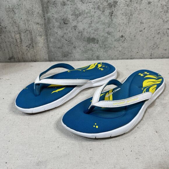 Under Armour 4D Foam Women's Size 8 Comfort Flip Flops Sandals Thong Blue - Picture 1 of 10
